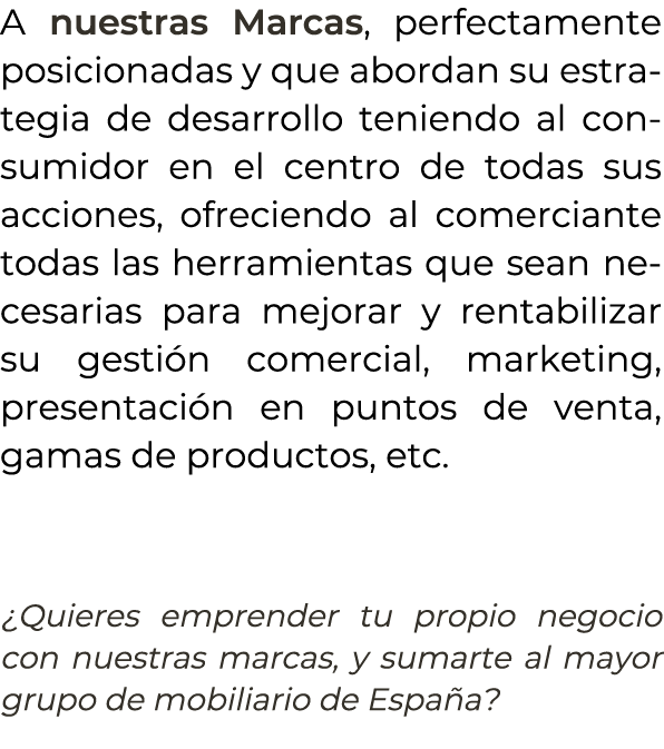 A nuestras Marcas, perfectamente posicionadas y que abordan su estrategia de desarrollo teniendo al consumidor en el ...
