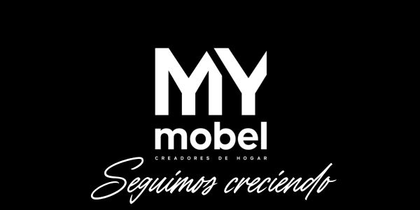 MyMobel seguimos creciendo Imagen con logo de la marca MyMobel y texto "seguimos creciendo"